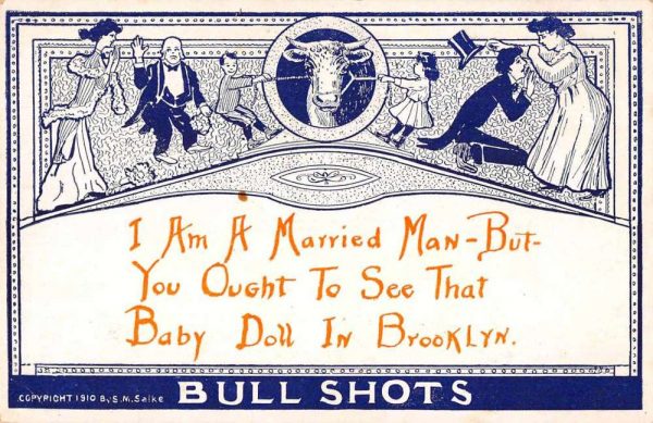 Brooklyn New York Bull Shots Romance Greetings Vintage Postcard JE229036