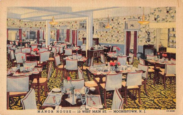 Moorestown New Jersey Manor House Dining Room Linen Postcard JE229127