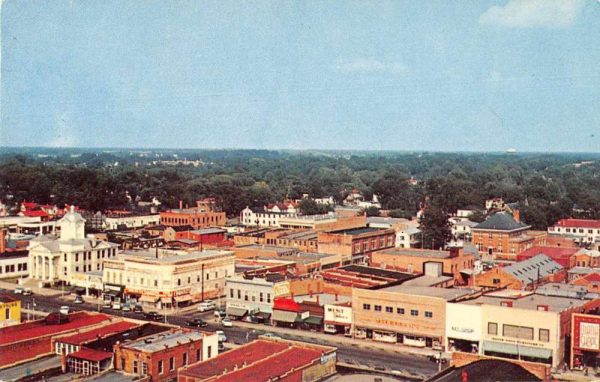 Goldsboro North Carolina Business District Birds Eye View Postcard JE229154