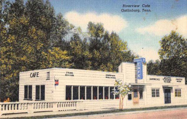 Gatlinburg Tennessee Riverview Cafe Linen Vintage Postcard JE229507