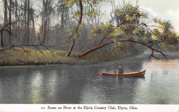 Elyria Ohio Country Club River Canoeing Postcard JE229588