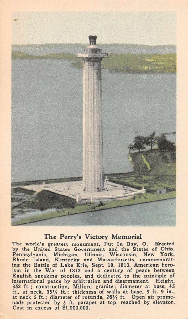 Put-in-Bay Ohio Perry's Victory Memorial Vintage Postcard JE229589