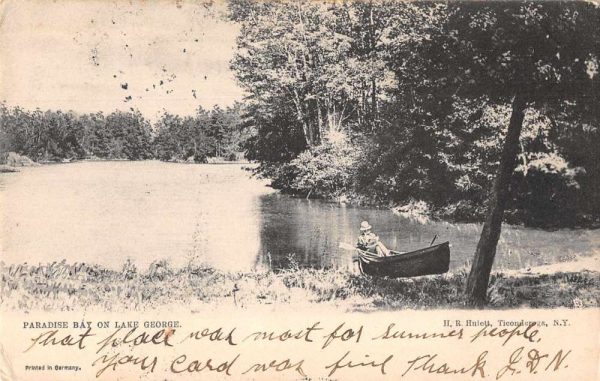 Lake George New York Paradise Bay Row Boat Tuck Vintage Postcard JE229613