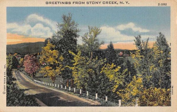 Stony Creek New York Greetings Road Scenic Vintage Postcard JE229620