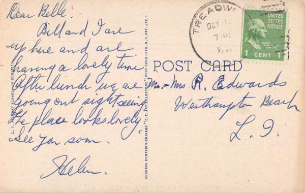 Treadwell New York Greetings Road Scenic Vintage Postcard JE229630 - Image 2