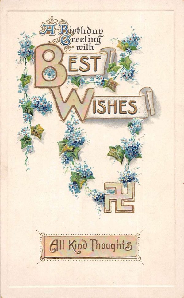 Birthday Greetings Best Wishes Ivy and Flowers Vintage Postcard JE229692