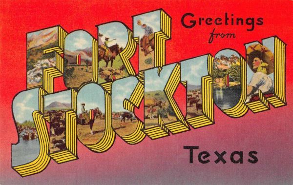 Fort Stockton Texas Greetings Large Letter Vintage Postcard JF686293