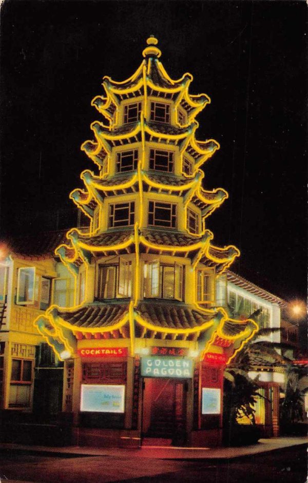 Los Angeles California Chinatown Golden Pagoda Restaurant Postcard JF686666