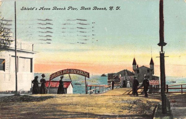 Bath Beach New York view of Shield's Avon Beach Pier antique pc ZB548037