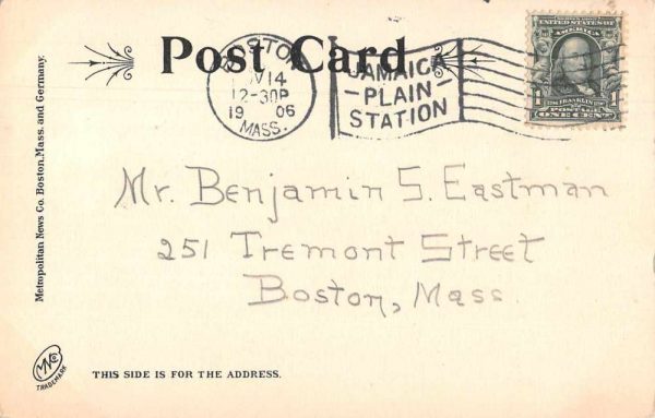 Boston Massachusetts Greetings State Lady Vintage Postcard JF686879 - Image 2