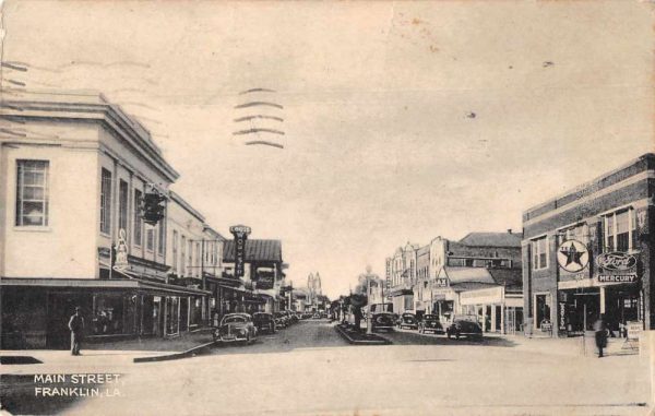 Franklin Louisiana Main Street Texaco Ford Mercury Vintage Postcard JF235006