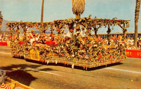 Santa Barbara California Fiesta Time August parade float vintage pc ZA440870