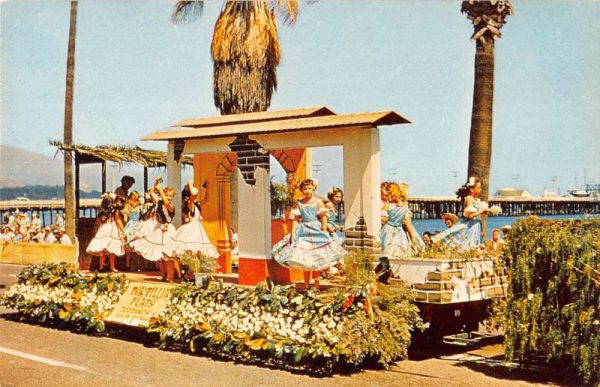 Santa Barbara California Fiesta Time flamenco dancers float vintage pc ZA440875