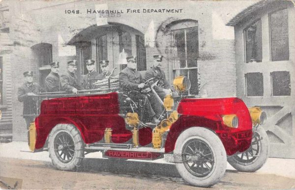 Haverhill Massachusetts Fire Dept Truck Vintage Postcard JE359435