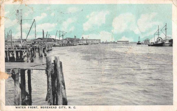 Morehead City North Carolina Water Front Harbor Ships Postcard JE359485