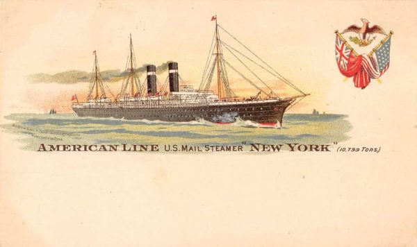 American Line U.S. Mail Steamer "New York" private mailing antique pc ZD549687