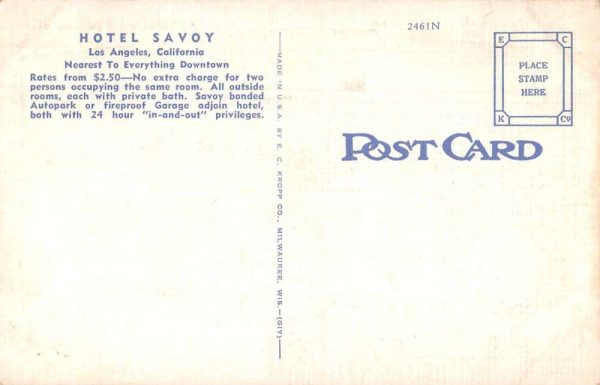 Los Angeles California Hotel Savoy Indian Room and Dining Room PC JE359943 - Image 2