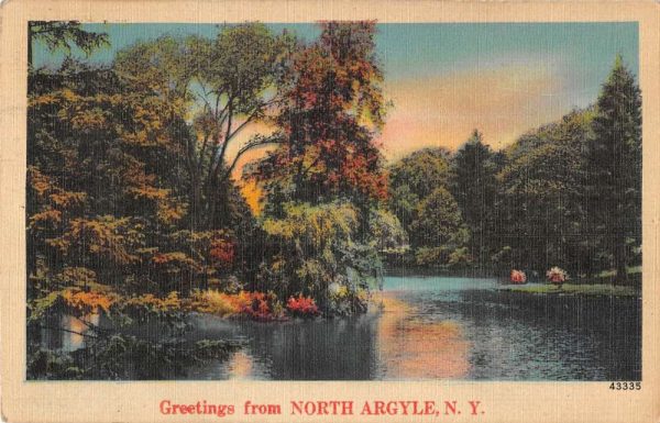 North Argyle New York Greetings From scenic view linen antique pc ZA441269