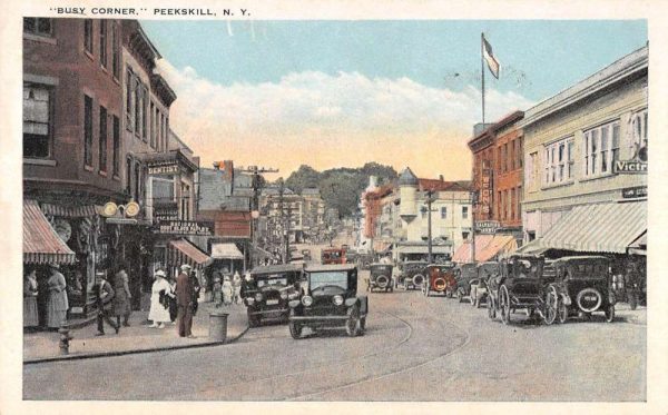 Peekskill New York busy corner of the business district antique pc ZA441320