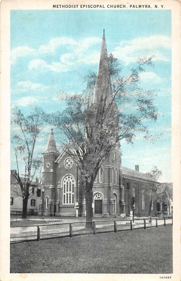 Palmyra New York outside Methodist Presbyterian Church antique pc ZA441353