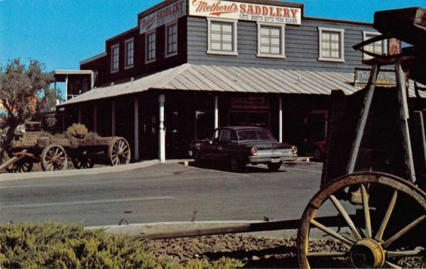 Red Bluff California street scene Metherd's Saddlery vintage pc ZA441363