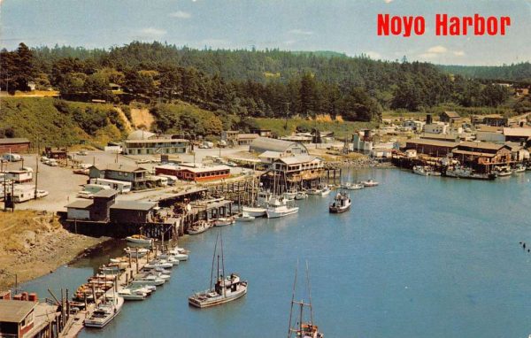 Ft. Bragg California panoramic aerial view Noyo Harbor vintage pc ZA441388