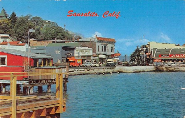 Sausalito California cove pier businesses Bob's Market vintage pc ZA441392