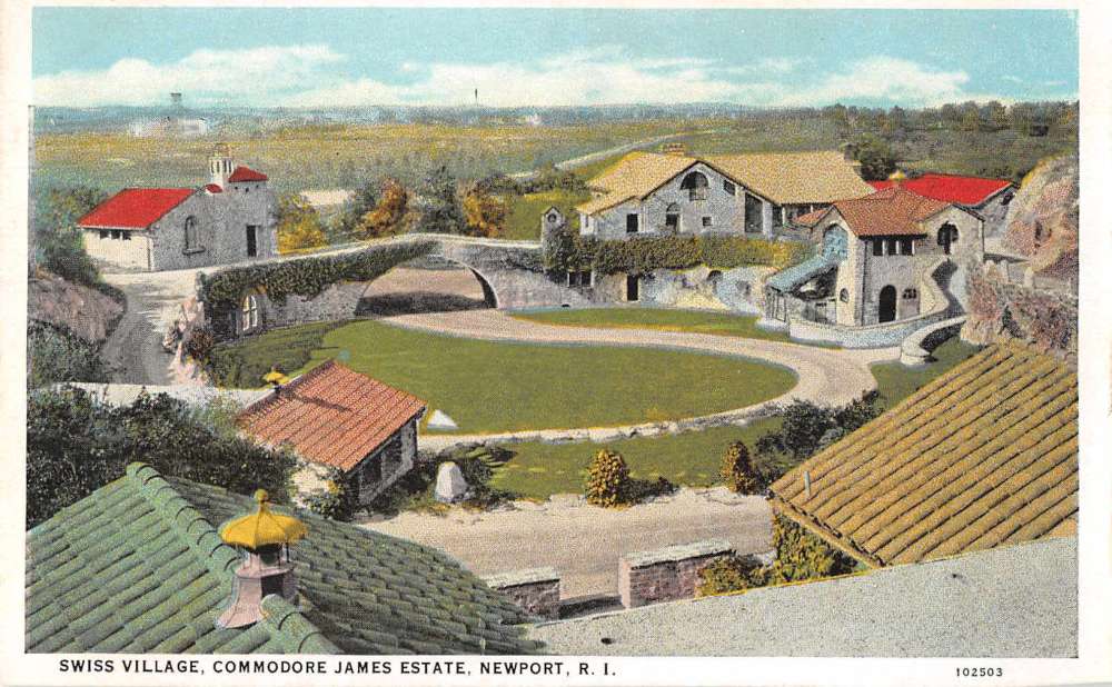 Newport Rhode Island Commodore James Estate Swiss Village Postcard