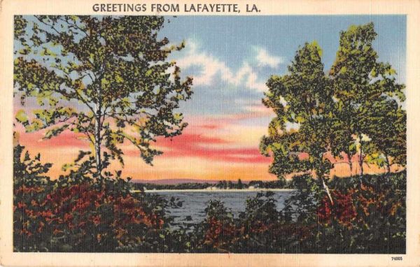 Lafayette Louisiana Greetings Lake Scenic View Vintage Postcard JF685904