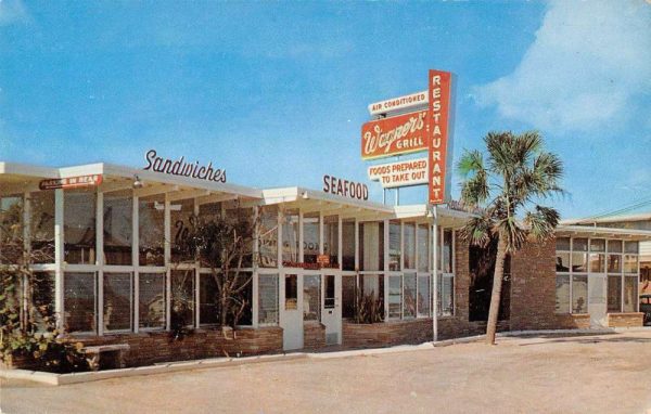 Daytona Beach Florida outside view Wagners' Grill restaurant vintage pc ZC548816