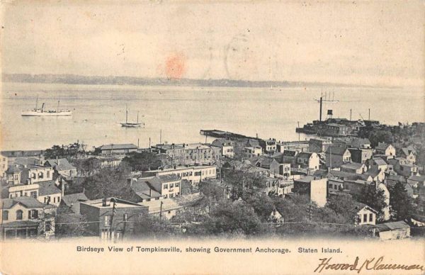 Tompkinsville New York birds eye view Government Anchorage antique pc ZC548938