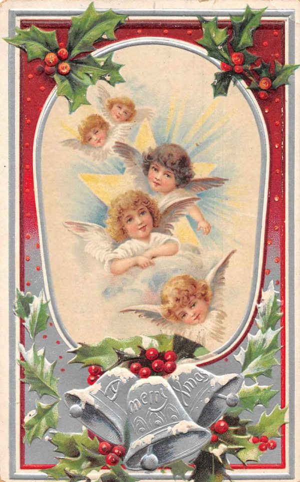 Christmas Greetings Angels Vintage Postcard JH230454