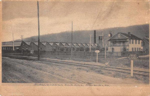 Sunbury Pennsylvania Susquehanna Silk Mill Railroad Vintage Postcard JH230569