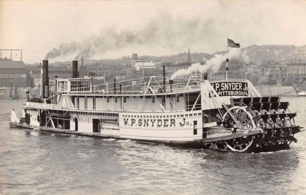 Marietta Ohio Stern Wheel Towboat WP Snyder Real Photo Vintage Postcard JH230759