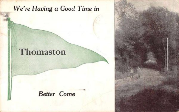 Thomaston Connecticut Greetings Pennant Flag Vintage Postcard JH230857