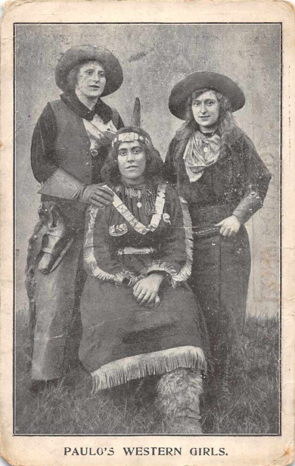 Paulo's Western Girls Cowgirls Native Amerian Indian Vintage Postcard JH231030