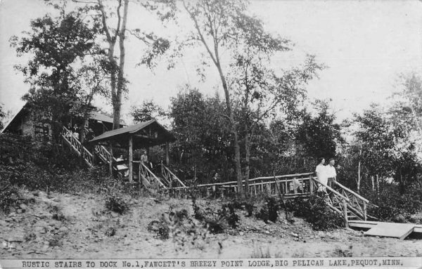 Pequot Minnesota Fawcett's Breezy Point Lodge Stairs Real Photo PC JH231120