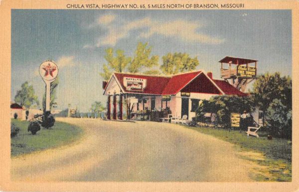 Branson Missouri Chula Vista Texaco Gas Station Vintage Postcard JI657209