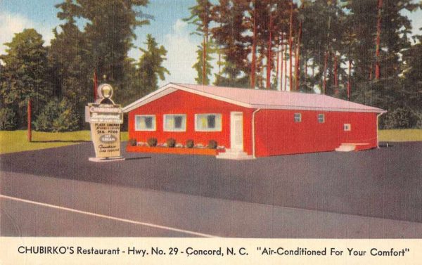 Concord North Carolina Chubirko's Restaurant Vintage Postcard JI657219