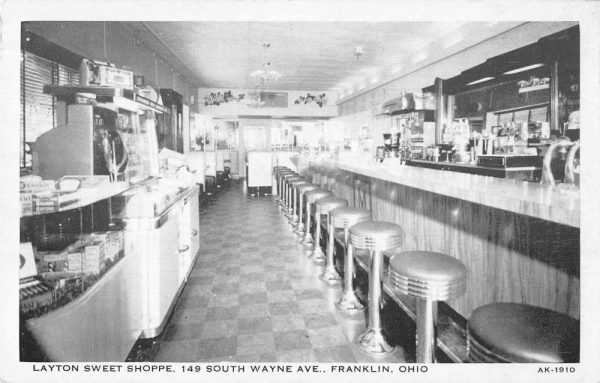 Franklin Ohio Layton Sweet Shoppe Ice Cream Vintage Postcard JI657224