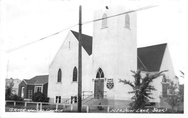 Meadow Lake Canada Grace United Church Real Photo Vintage Postcard JI657228