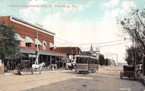 St Petersburg Florida Central Avenue Looking East Vintage Postcard JI657571