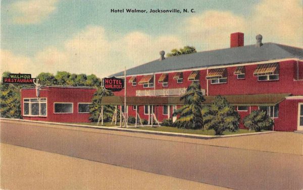 Jacksonville North Carolina Hotel Walmor Linen Vintage Postcard JI658087