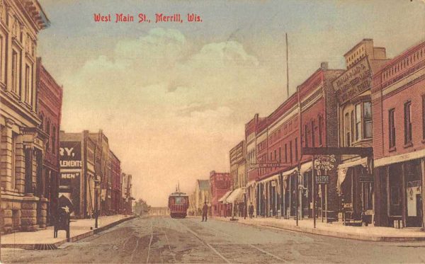 Merrill Wisconsin West Main Street Dentist Shoe Store Postcard JI658201