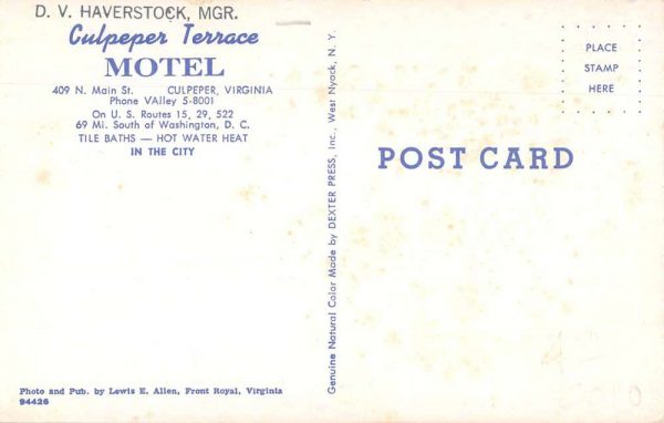 Culpeper Virginia Culpeper Terrace Motel Roadside America Postcard JI658247 - Image 2