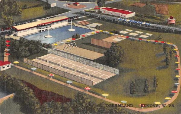 Kenova West Virginia Dreamland Tennis Courts Swimming Pool Postcard JI658359