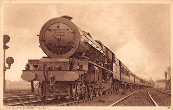 England Ulster Express LMS Heysham Railroad Vintage Postcard JI658600