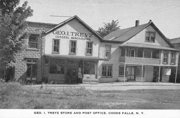 Cooks Falls New York view of Geo I Treyz Store & Post Office antique pc ZE686162