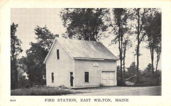 East Wilton Maine birds eye view local fire station antique pc ZE686172