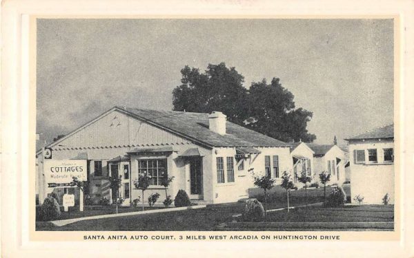 San Gabriel California Santa Anita Auto Court cottages antique pc ZE686183